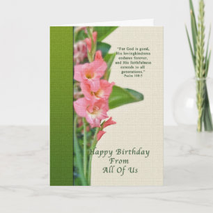 Carte Anniversaire, de tous les nous, glaïeul rose