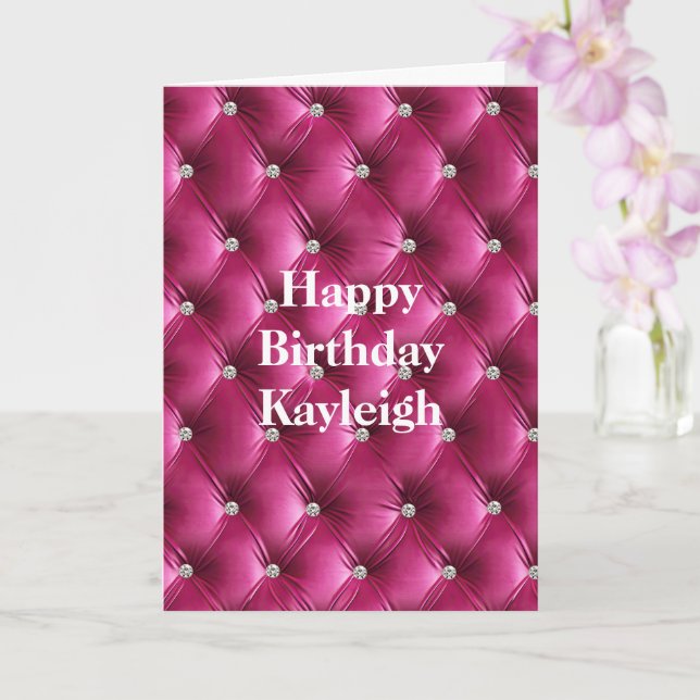 Carte Anniversaire de velours rose chaud (Orchidée)
