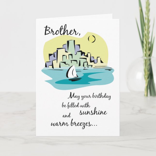 Carte Anniversaire de ville de voilier de frère (Devant)