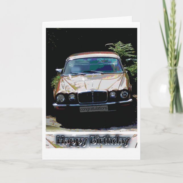 Carte Anniversaire de voiture Jaguar (Devant)