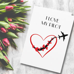 Carte Anniversaire de voyage J'adore mon pilote Avion Cœ