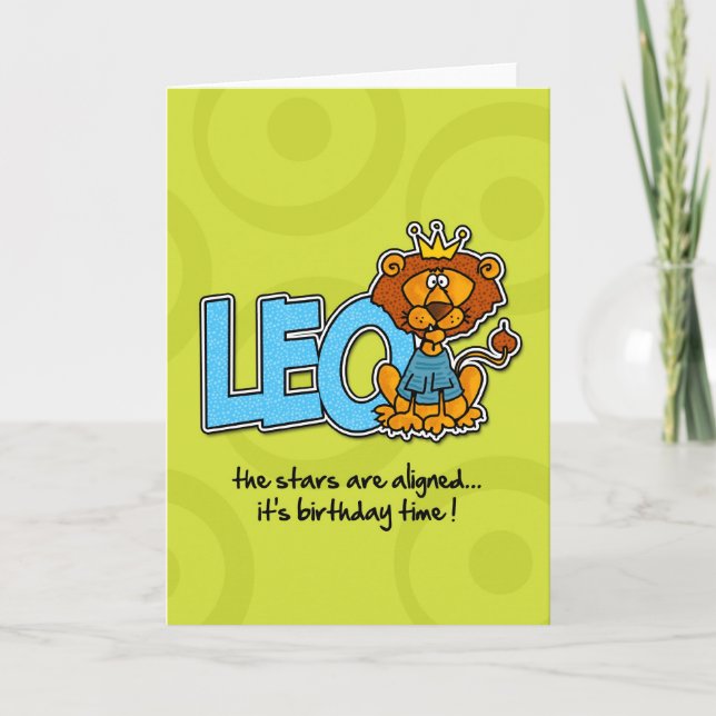 Carte Anniversaire de zodiaque - Lion (Devant)
