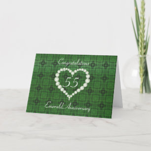 Carte Anniversaire d'émeraude de diamant de coeur