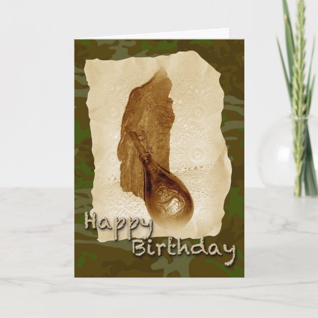 Carte Anniversaire Demi-Fiole en Cuir Antique (Devant)