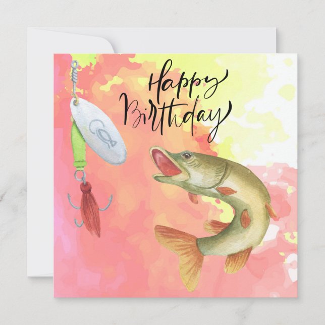 Carte Anniversaire des amoureux de la pêche avec de l'aq (Devant)