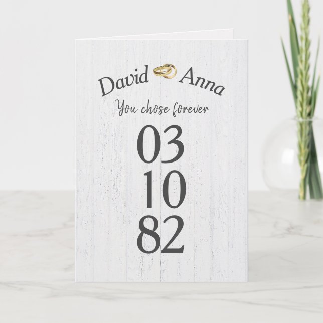 Carte Anniversaire des anneaux de Mariage d'or Félicitat (Devant)