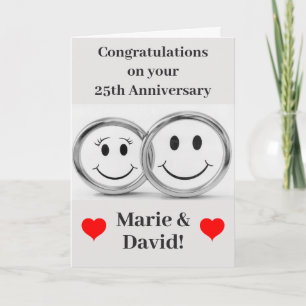Carte Anniversaire des Bagues Mariages en argent mignonn