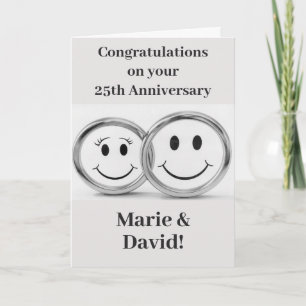 Carte Anniversaire des Bagues Mariages en argent mignonn