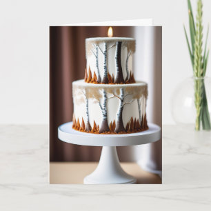 Carte Anniversaire des bouleaux blancs et des jolies car