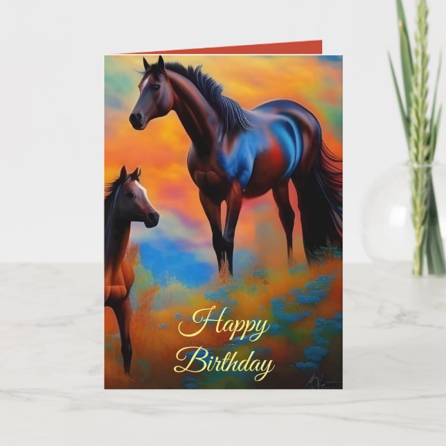 Carte Anniversaire des Chevaux sauvages (Devant)