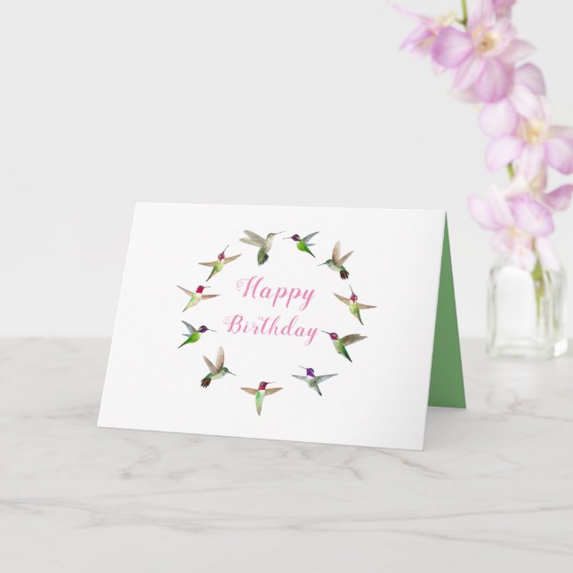 Carte Anniversaire des colibris (Orchidée)