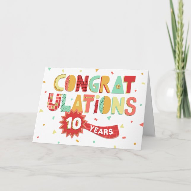 Carte Anniversaire des employés 10 ans Fun Félicitations (Devant)