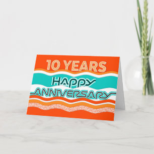 Carte Anniversaire des employés 10 ans Vagues colorées