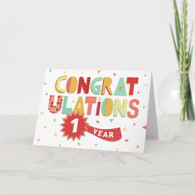 Carte Anniversaire des employés 1 an Fun Félicitations (Devant)