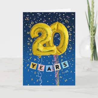 Carte Anniversaire des employés 20 ans - Ballons d'or
