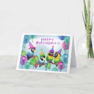 Carte Anniversaire des Lovebirds