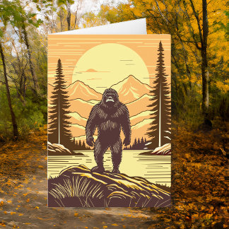 Carte Anniversaire des monts Retro Bigfoot Sasquatch