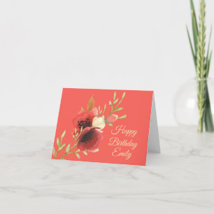 Carte Anniversaire des Poppies d'aquarelle