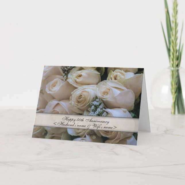 Carte Anniversaire des Roses blanches (Devant)