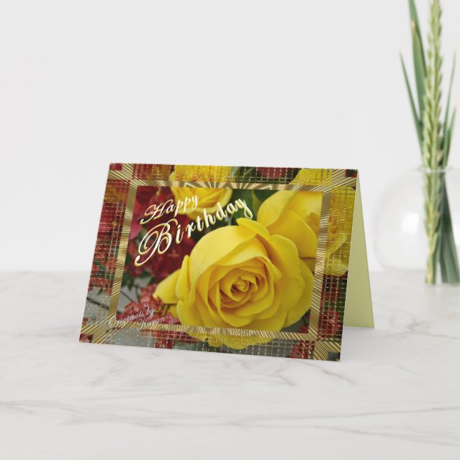 Carte Anniversaire des Roses Jaunes personnaliser (Devant)