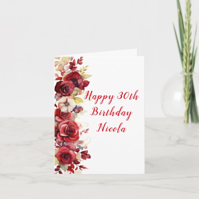Carte Anniversaire des Roses Rouges Romantiques (Devant)