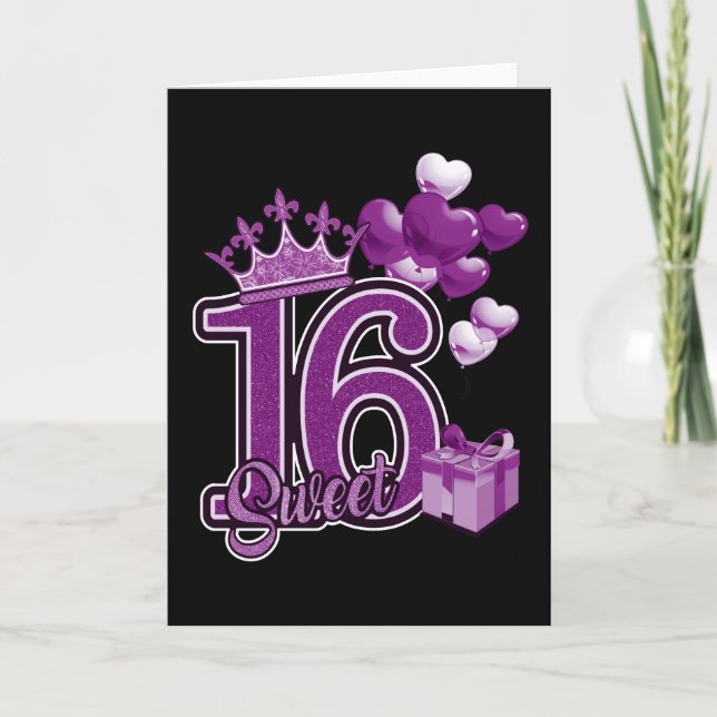 Carte Anniversaire des seize ans violet (Devant)