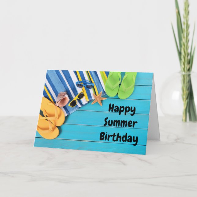 CARTE ***ANNIVERSAIRE D'ÉTÉ**** SOUHAITE AMI OU FAMILLE (Devant)