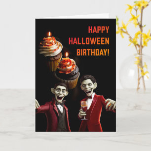 Carte Anniversaire d'Halloween avec Cupcakes et Gouls