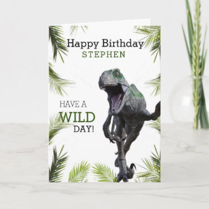 Carte Anniversaire Dinosaure Jurassique Raptor Sauvage
