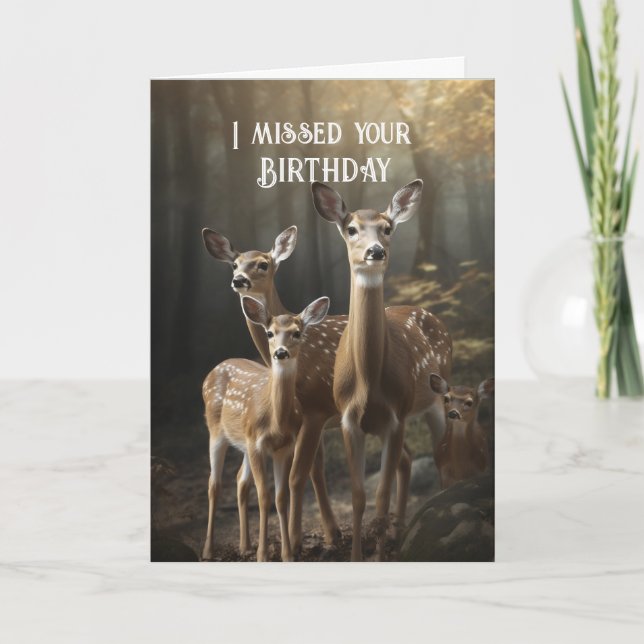 Carte Anniversaire disparu Cerf amusant (Devant)