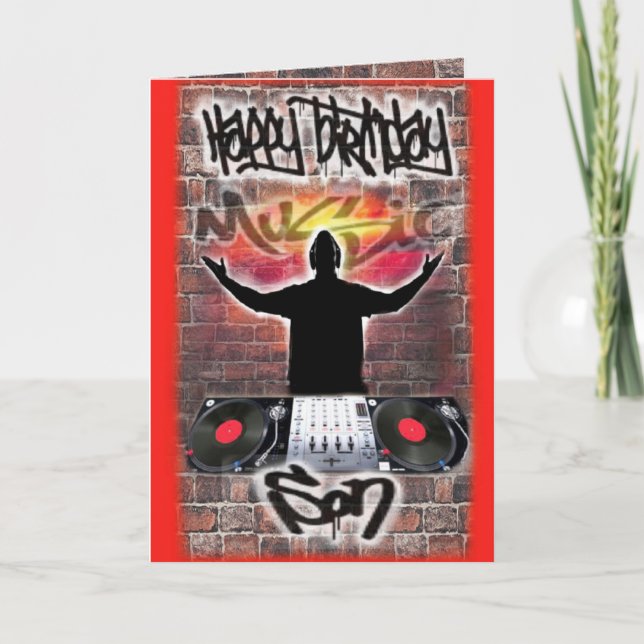 Carte Anniversaire DJ siluet pour fils (Devant)