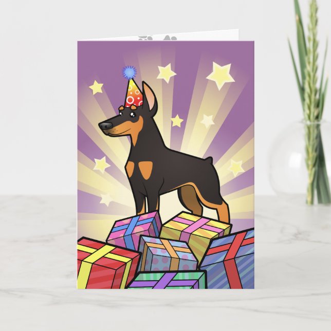 Carte Anniversaire Doberman Pinscher (oreilles pointues) (Devant)
