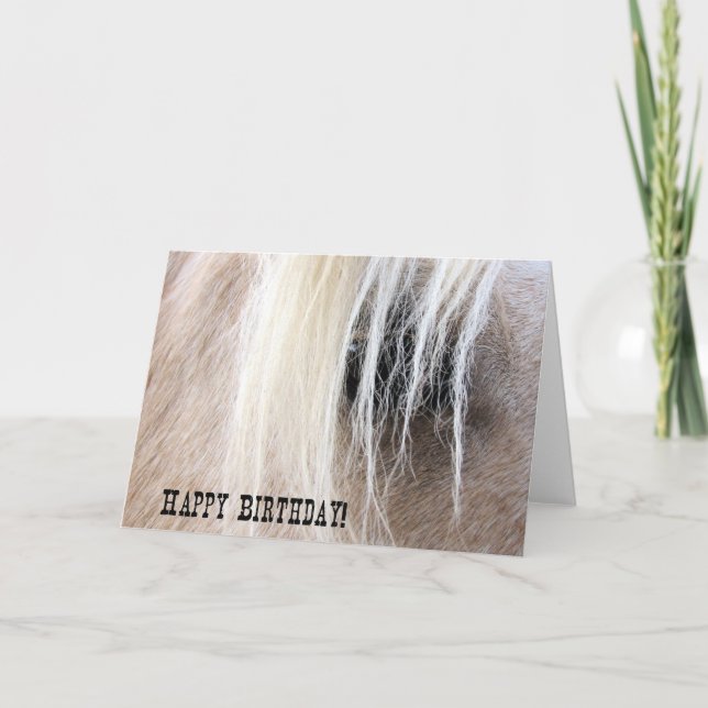 Carte Anniversaire d'oeil de cheval de palomino (Devant)