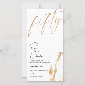 CARTE ANNIVERSAIRE D'OR / 50 ANS D'INVITATION