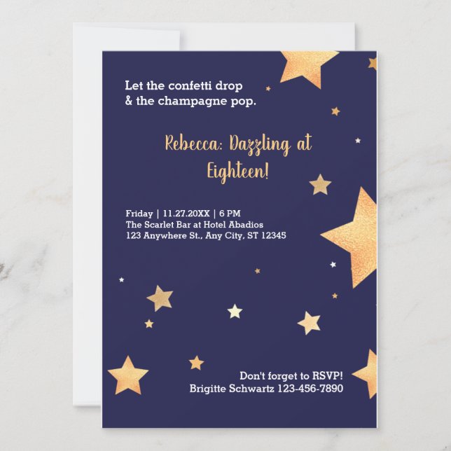 Carte anniversaire d'or moderne (Devant)