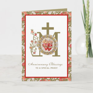 Carte Anniversaire d'ordination de prêtre Diacre Religie