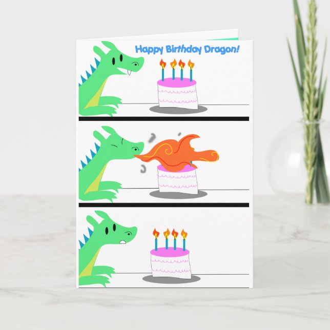 Carte Anniversaire Dragon Drôle ! (Devant)