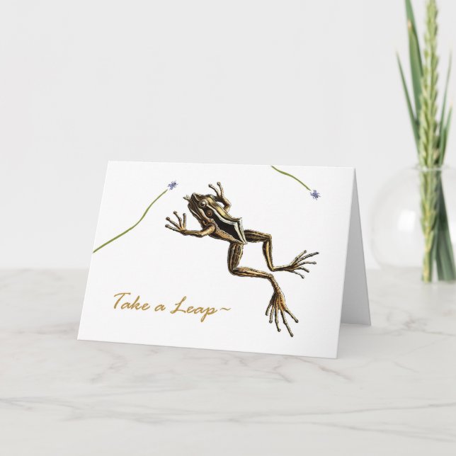 Carte Anniversaire drôle d'année bissextile, grenouille (Devant)