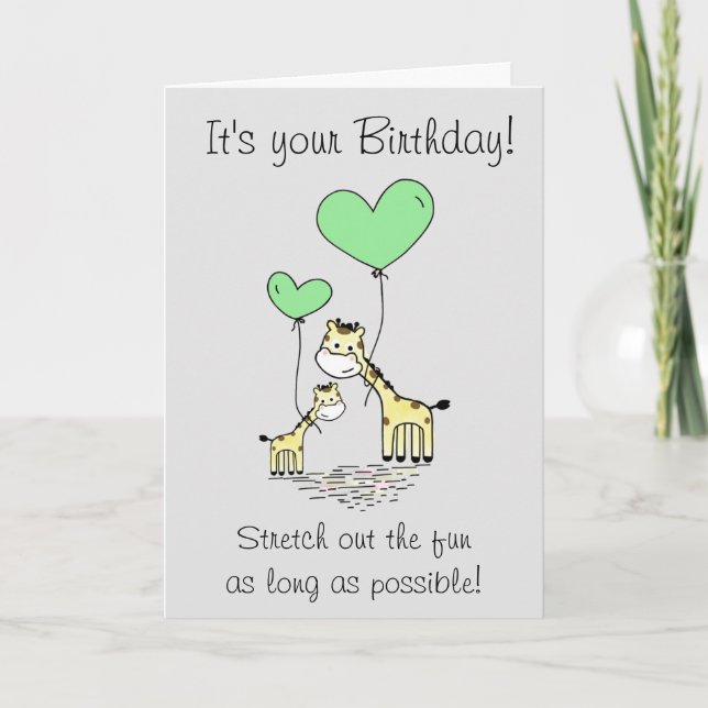 Carte Anniversaire drôle de Giraffe animal (Devant)