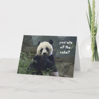 Carte Anniversaire drôle de panda, aucun gâteau ?