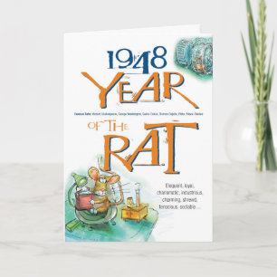 Carte Anniversaire drôle du rat chinois de zodiac 1948