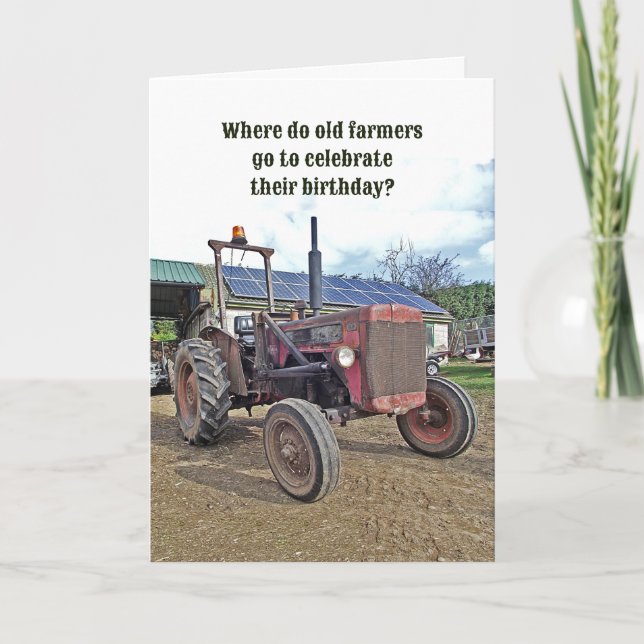 Carte Anniversaire drôle vieux tracteur pour père grand- (Devant)