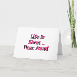 Carte Anniversaire drôle Voeux pour tante, rose sur blan