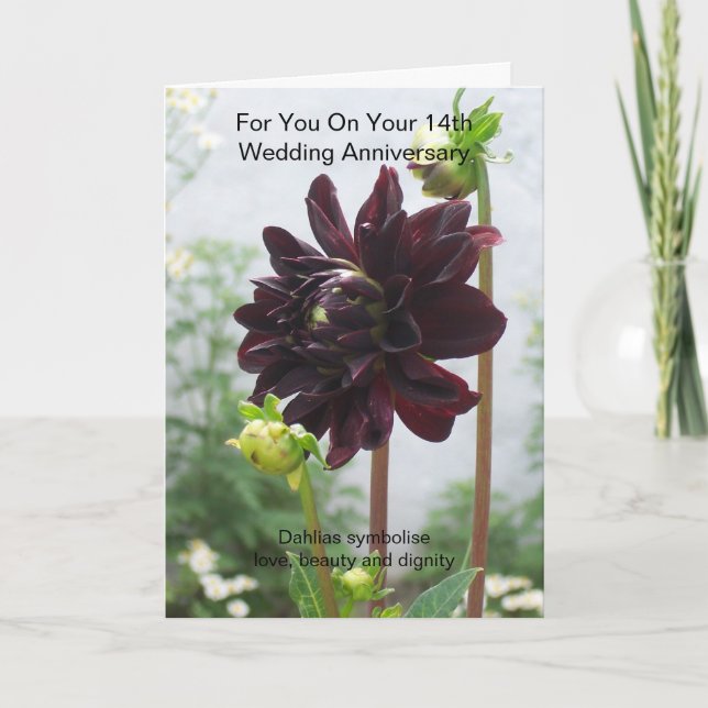 Carte Anniversaire du 14e Mariage de Deep Red Black Dahl (Devant)