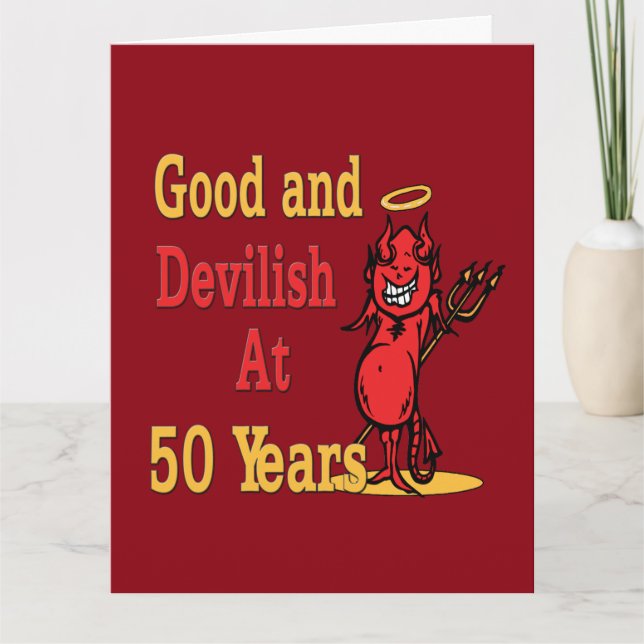 Carte Anniversaire du 50e anniversaire bon et diabolique (Devant)