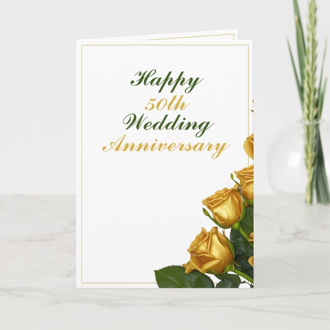 Carte Anniversaire du 50e Mariage Rose d'or chic (Devant)