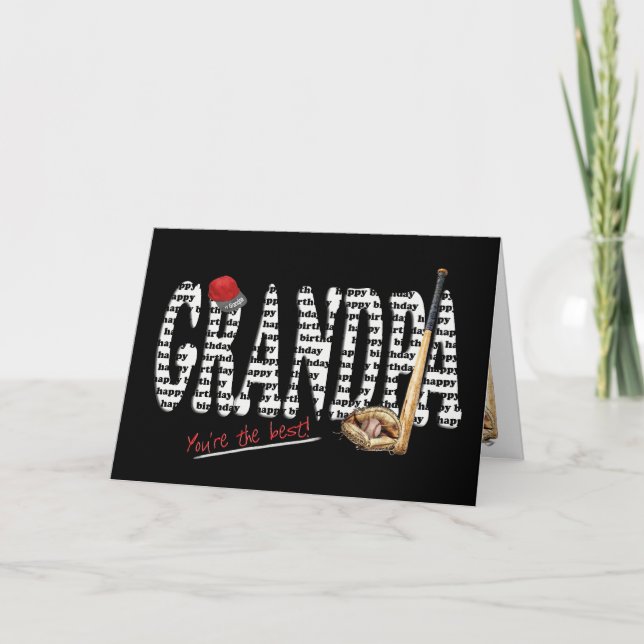 Carte Anniversaire du baseball pour grand-père (Devant)