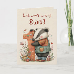 Carte Anniversaire du Blaireau Fantaisiste pour Un An