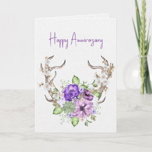Carte Anniversaire du Bouquet de cerf d'aquarelle