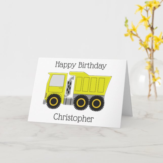 Carte Anniversaire du Camion jaune (Fleur jaune)